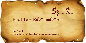 Szaller Kálmán névjegykártya